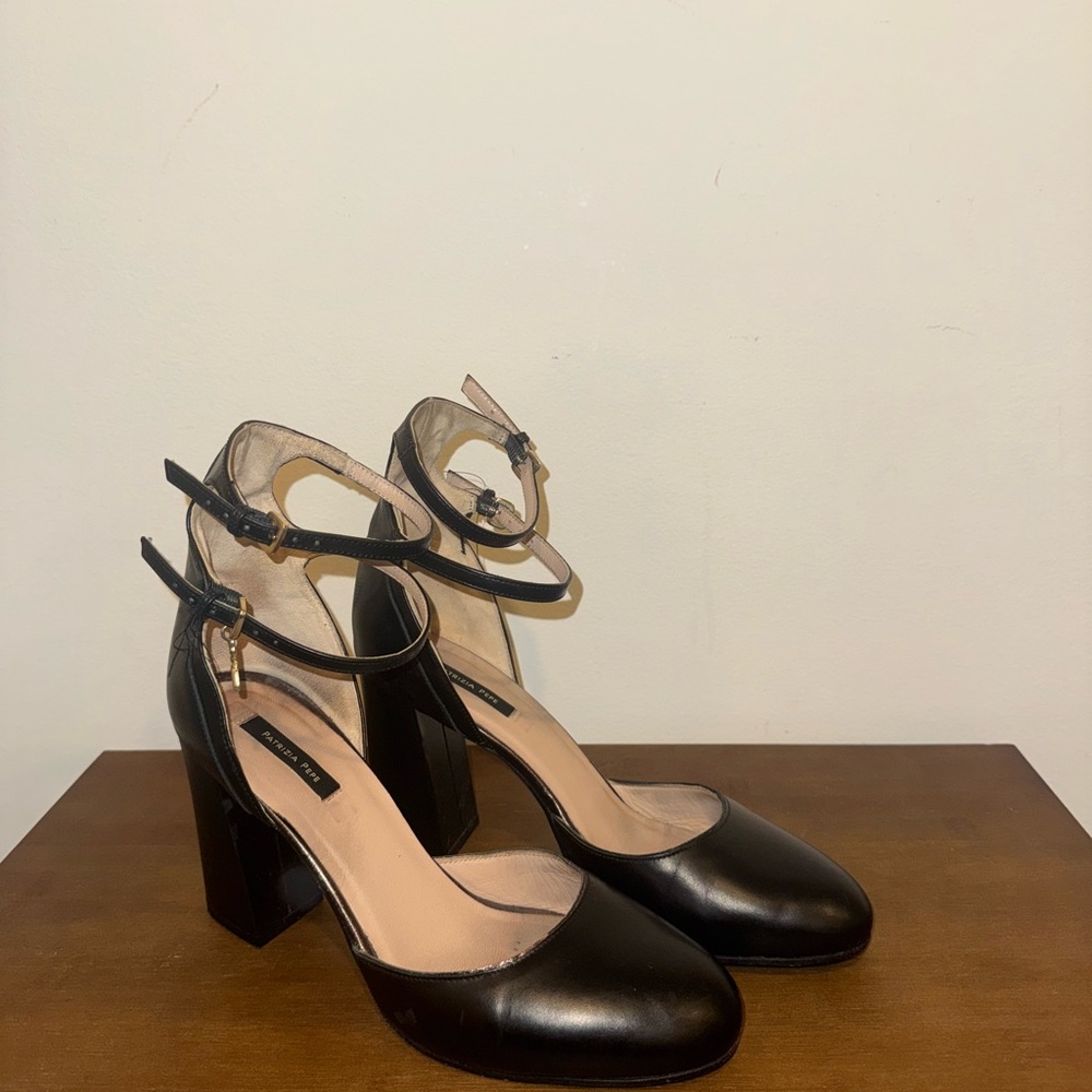 Patrizia Pepe Black Mary Jane Ankle Strap Heels
